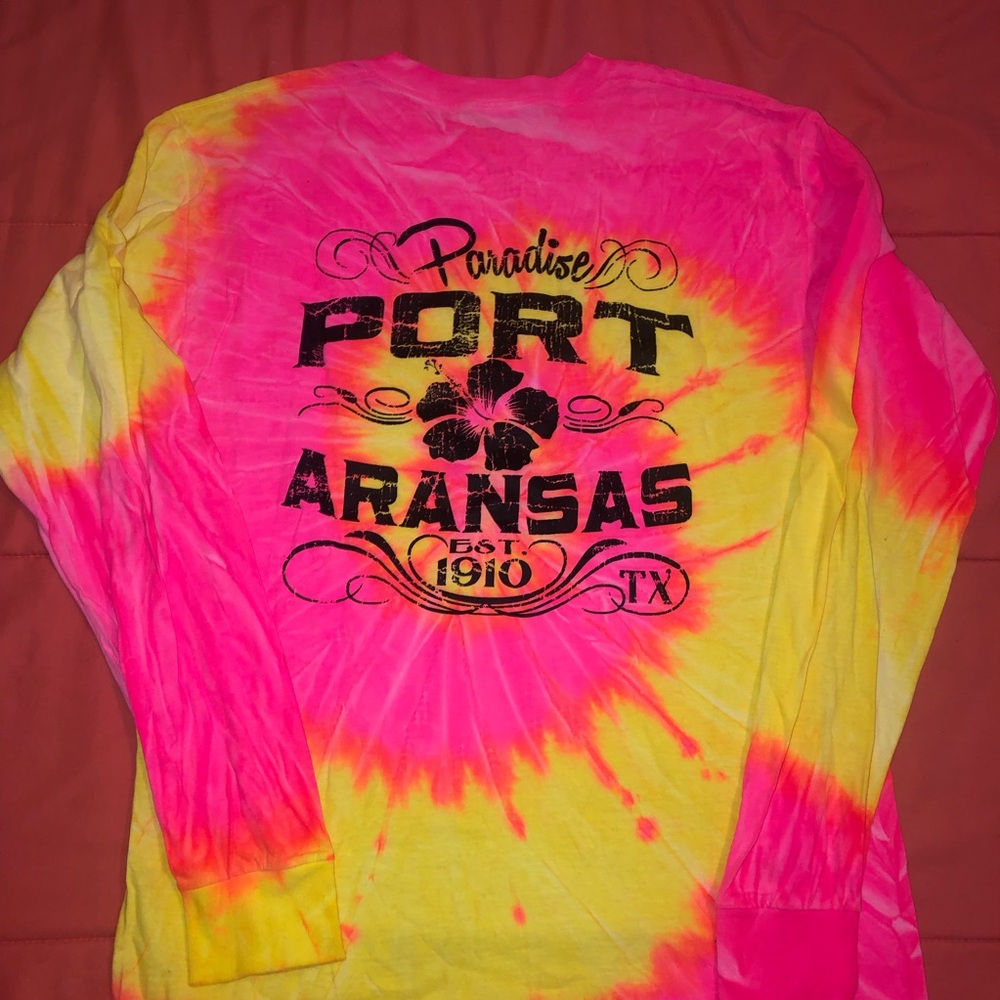 Long sleeve pink yellow tie dye shirt size Medium